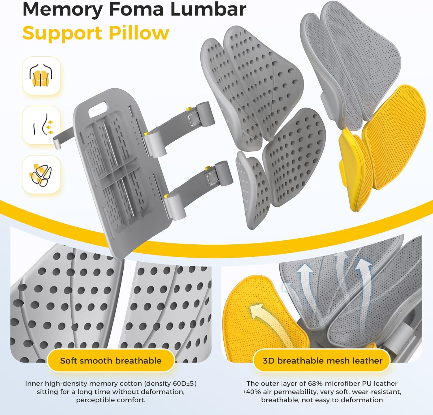 BackHaven™ Lumbar Cushion - Beige/Gray - Lumbar Support Cushion by Coorevia | Coorevia Inc.